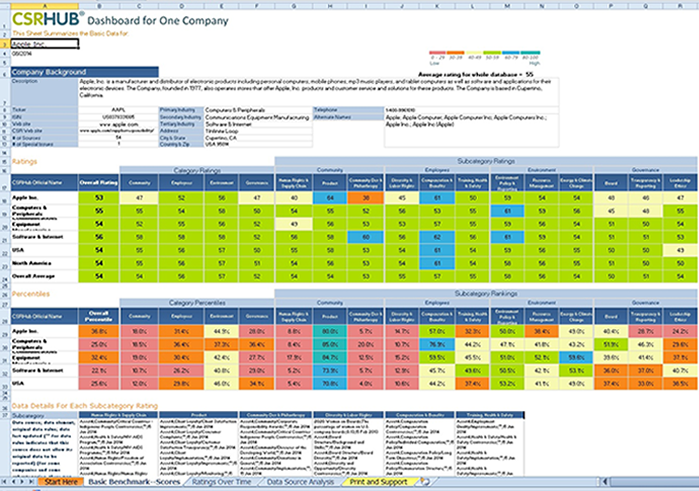 CSRHub Dashboard One Company Report